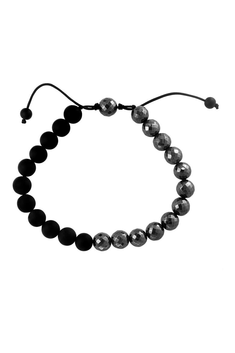 Onyx & Hematite Bead Bracelet, Alternate, color, BLACK