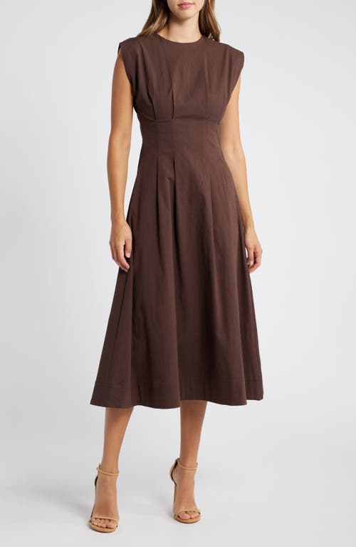 Mila Mae Cinched Waist Midi Dress in Mushroom 