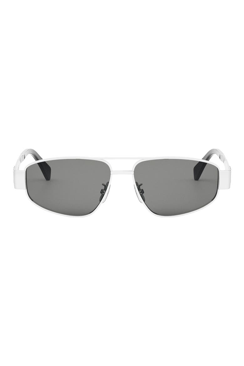 Triomphe 57mm Pilot Sunglasses, Main, color, SHINY PALLADIUM / SMOKE