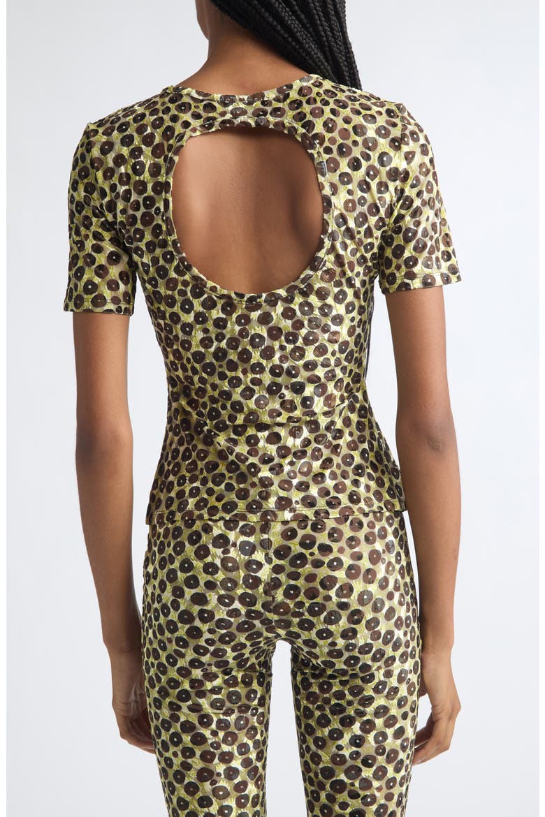 Idyl Print Velvet Devoré Open Back Top, Alternate, color, BROWN