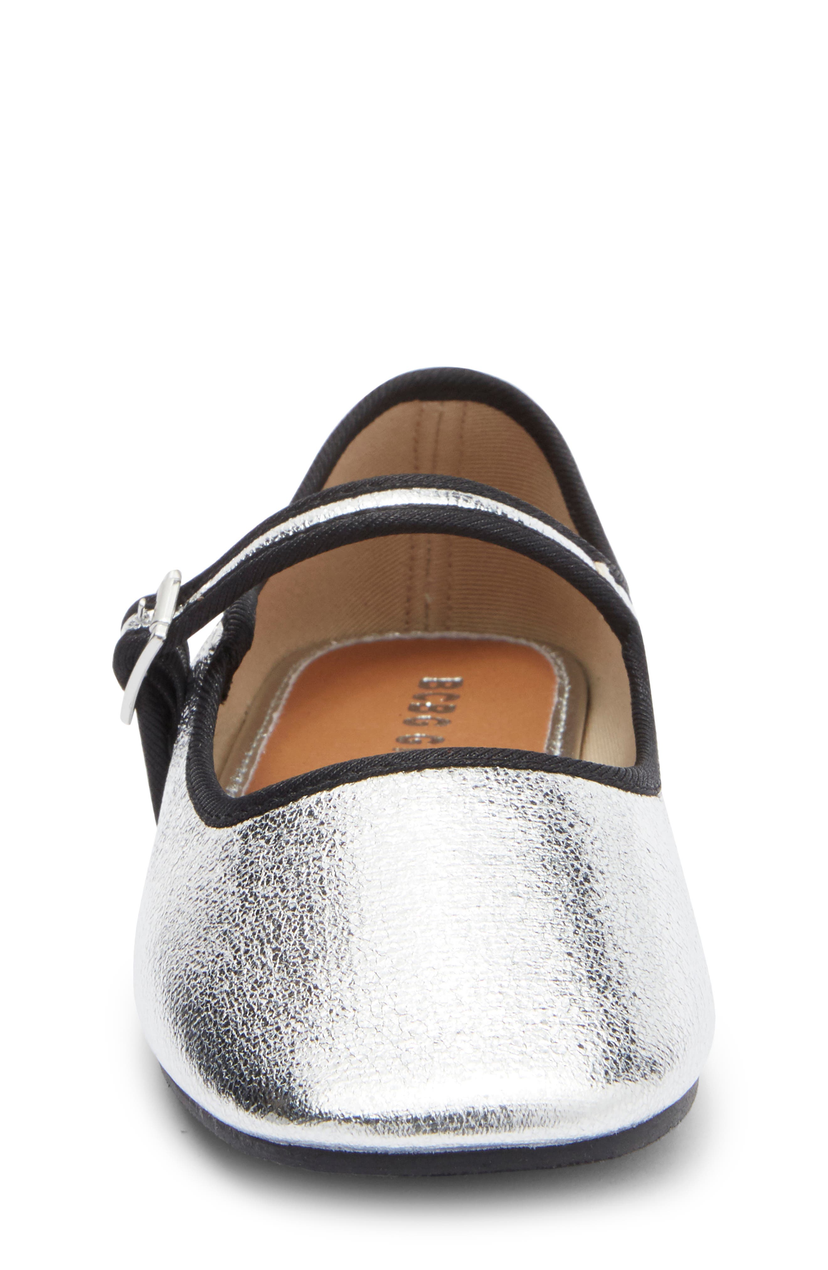 BCBG Girls Kids' Quinn Mary Jane Flat, Alternate, color, Silver/ Black