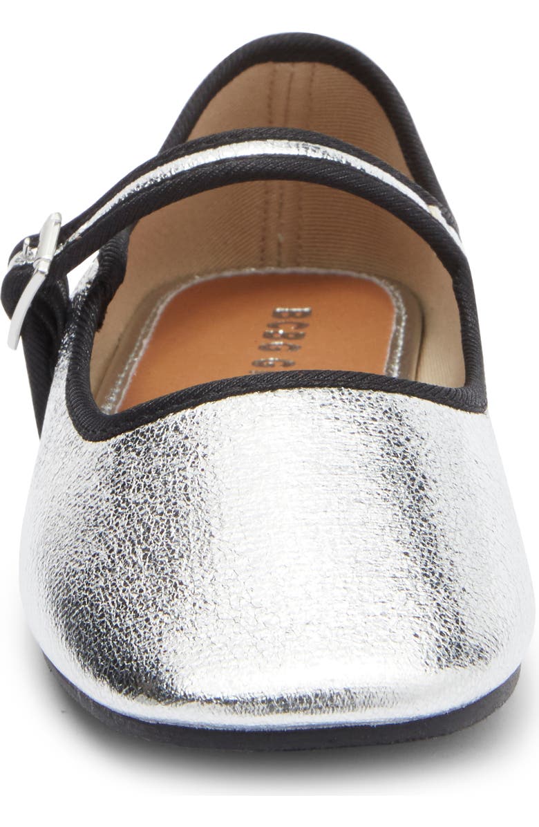 BCBG Girls Kids' Quinn Mary Jane Flat, Alternate, color, Silver/ Black