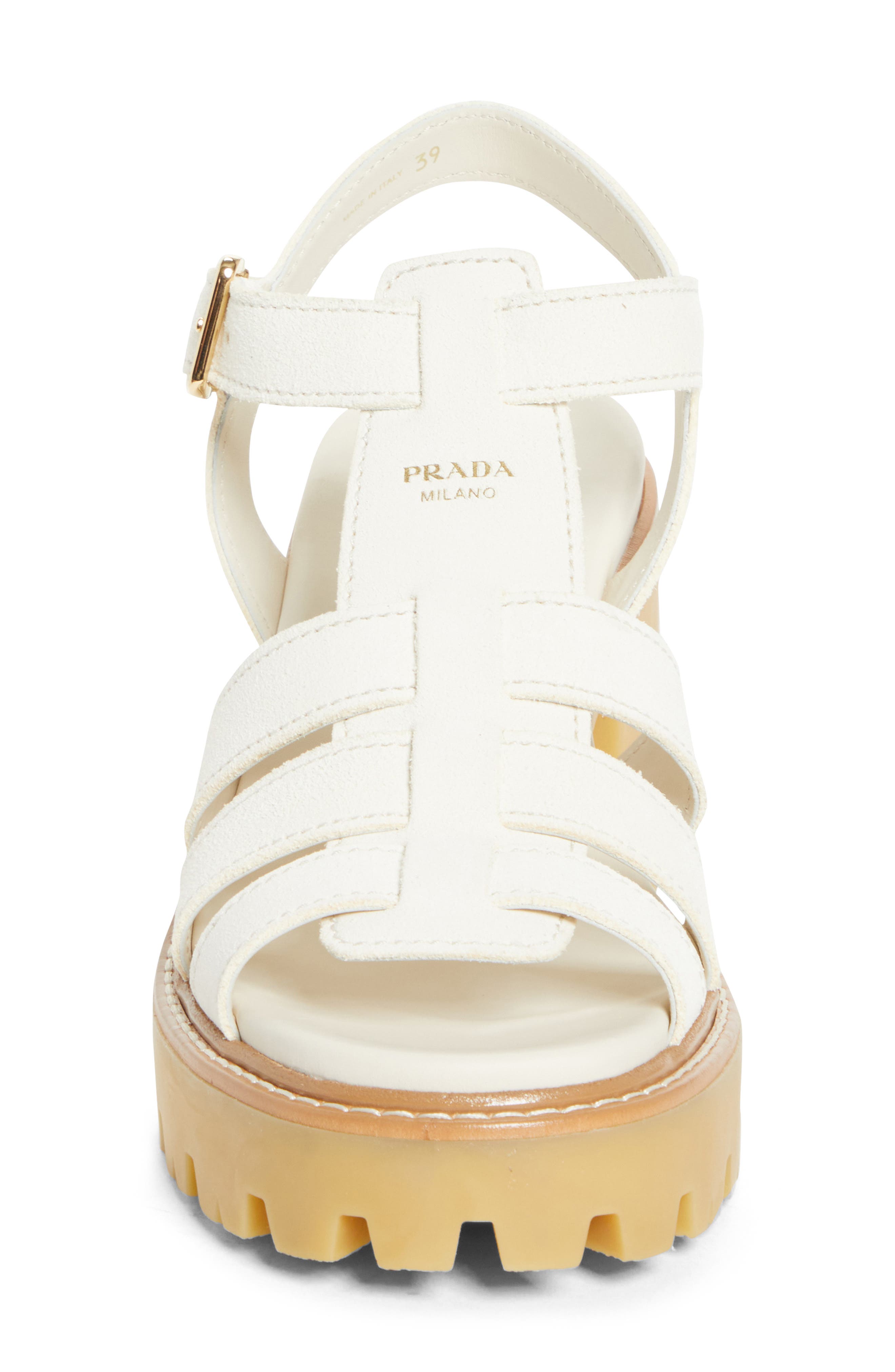 Prada Stride Platform Sandal, Alternate, color, Avorio