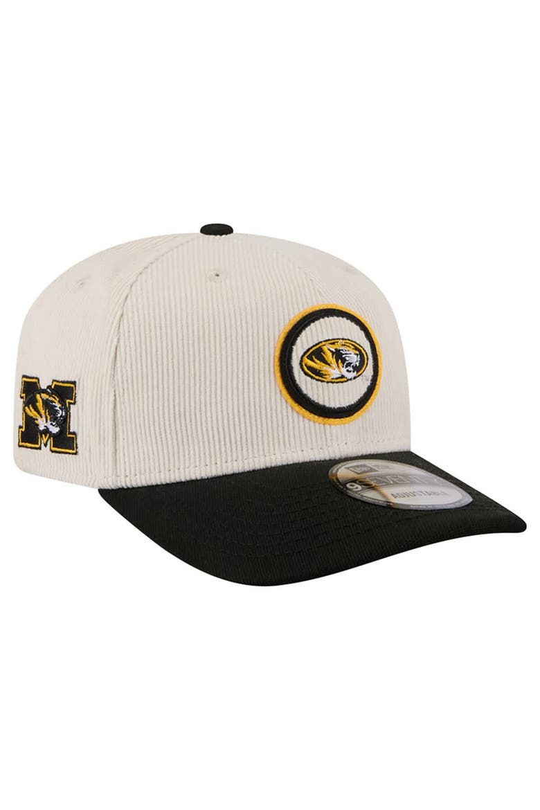 Men's New Era Cream/Black Missouri Tigers Loyal Corduroy 9SEVENTY Adjustable Hat, Main, color, Cream