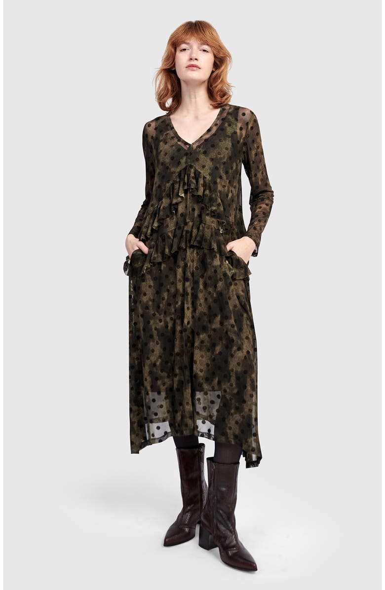 Alembika Sprig Mesh Dress, Alternate, color, Antique