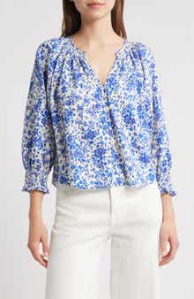 Rails Mariah Floral Smocked Button-Up Peasant Top