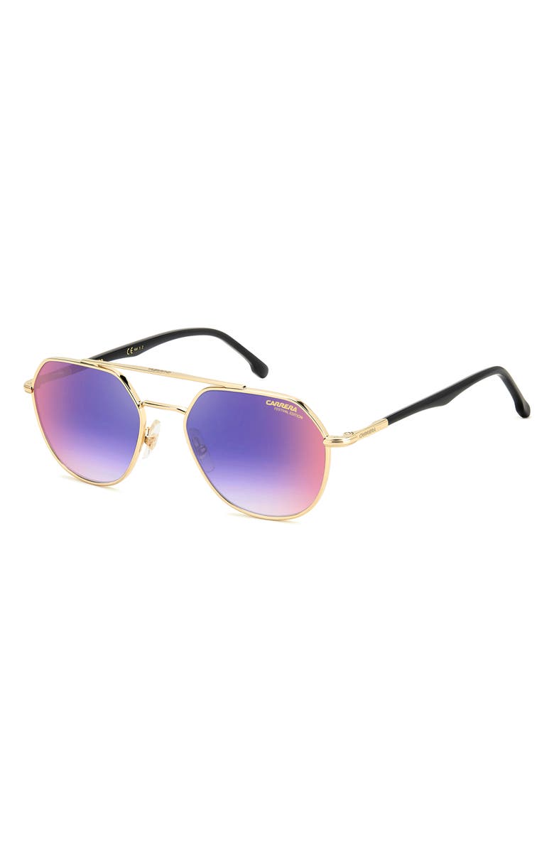Carrera Eyewear 53mm Gradient Round Sunglasses, Alternate, color, Black Gold B/ Blue Sf Red