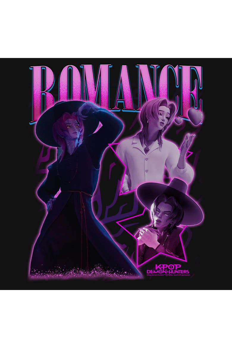 Girls KPop Demon Hunters Romance Saja Collage T Shirt, Alternate, color, Black