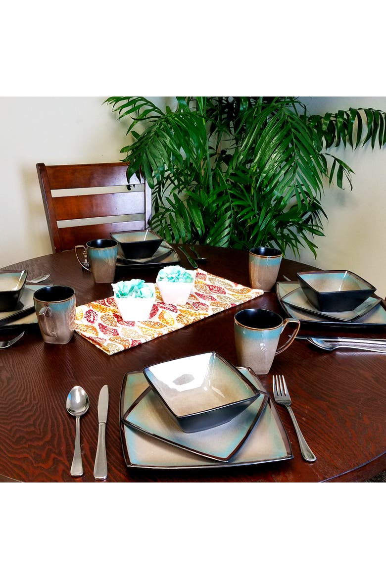 Tequesta 16-Piece Square Dinnerware Set, Taupe, Alternate, color, Beige