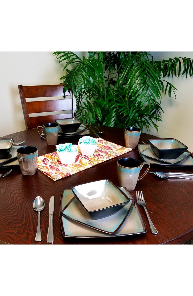 Gibson Elite Tequesta 16-Piece Square Dinnerware Set, Taupe, Alternate, color, Beige