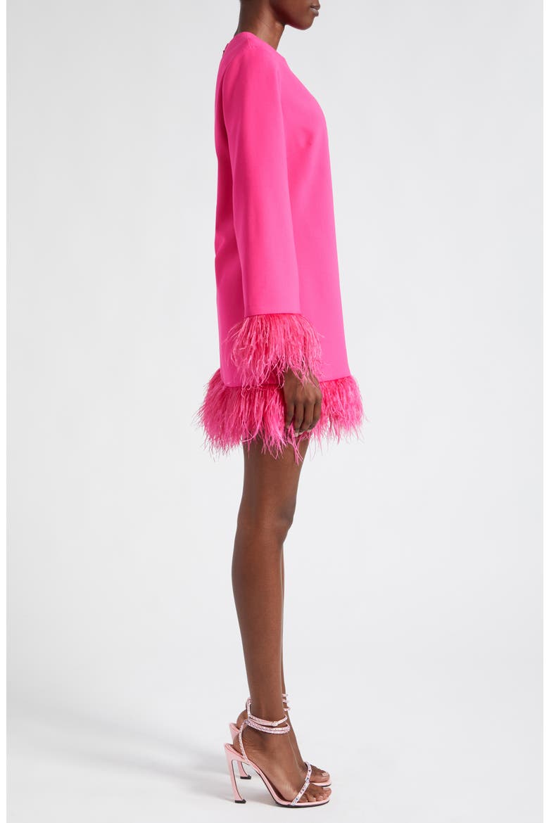 Marullo Feather Trim Long Sleeve Dress, Alternate, color, FUSCHIA
