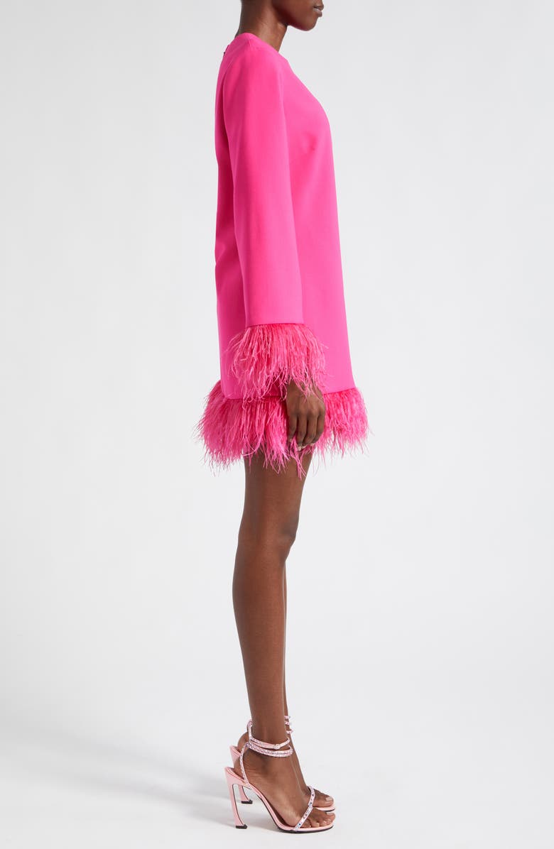 LIKELY Marullo Feather Trim Long Sleeve Dress, Alternate, color, Fuschia