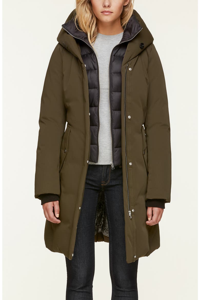 Slim Fit Hooded Down Coat, Alternate, color, ARMY