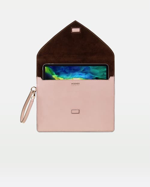 Modher Envelope Clutch In Vegetable Tanned Calfskin And Suede Leather In Pink