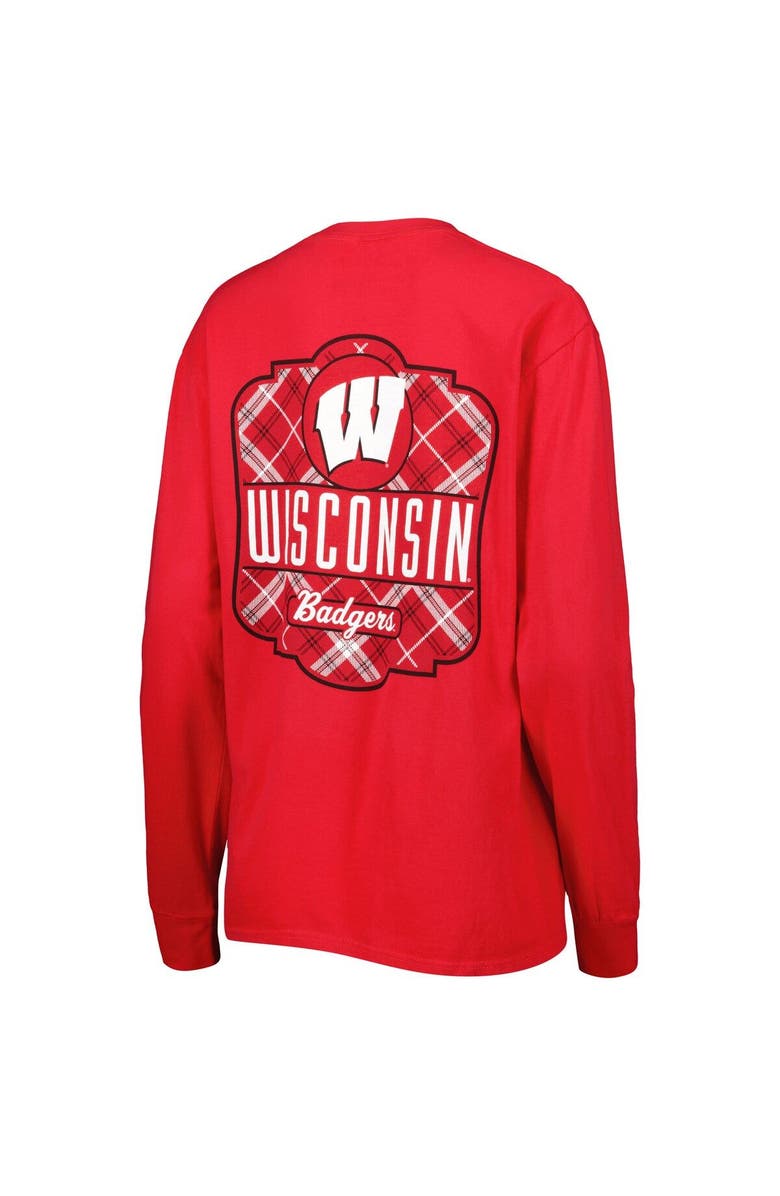 PRESSBOX Women's Pressbox Red Wisconsin Badgers Valencia Plaid 2-Hit Long Sleeve T-Shirt, Alternate, color, 