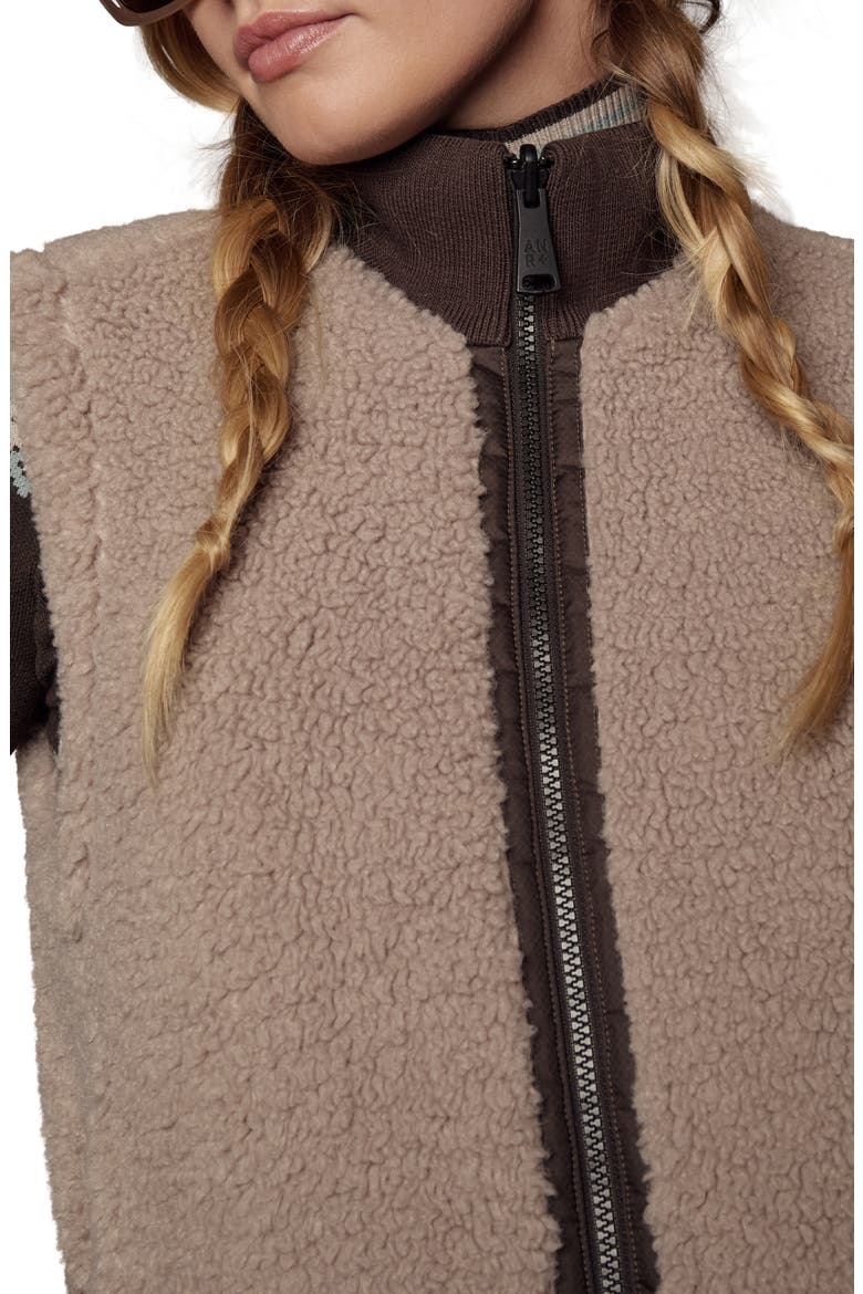 Atlas Quilted & Faux Shearling Reversible Vest, Alternate, color, COFFEE/ STONE