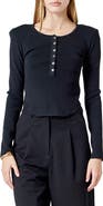 Endless Rose Shoulder Pad Rib Knit Top