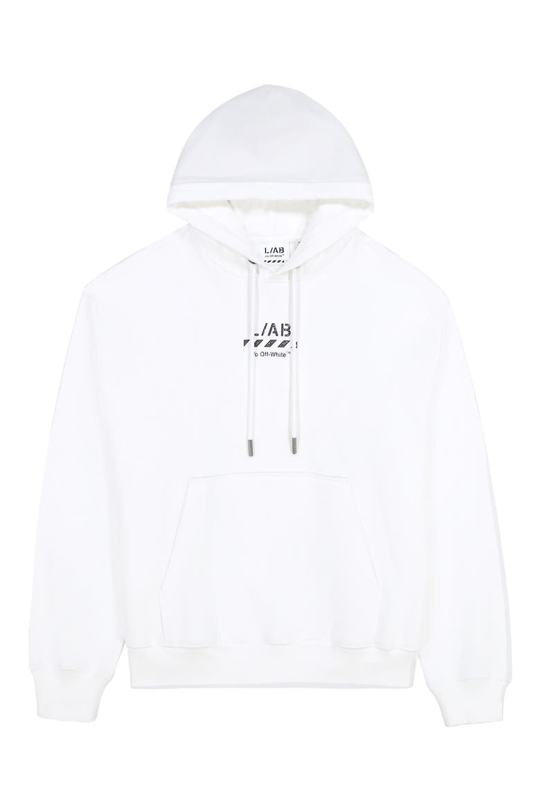 Diagonal Stripe Logo Cotton French Terry Graphic Hoodie, Alternate, color, WHITE