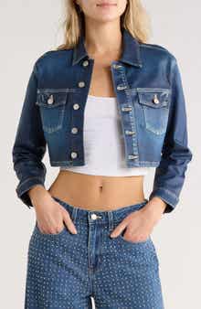 L'AGENCE Genevie Crop Coated Denim Jacket