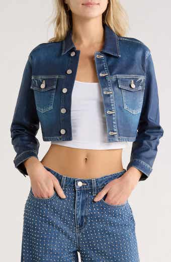 L'AGENCE Genevie Crop Coated Denim Jacket