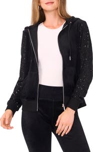 Vince Camuto Sequin Sleeve Hoodie