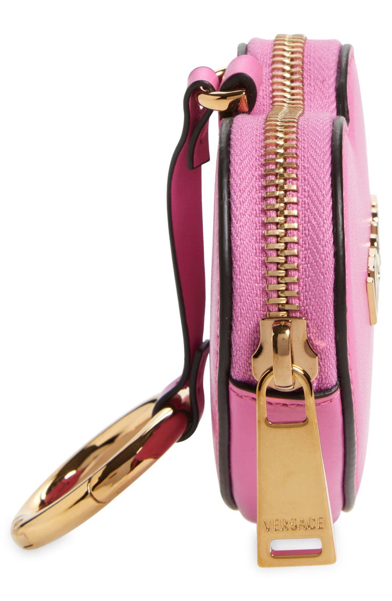 Versace Logo Leather Heart Coin Purse Bag Charm, Alternate, color, Mekong Gold Versace