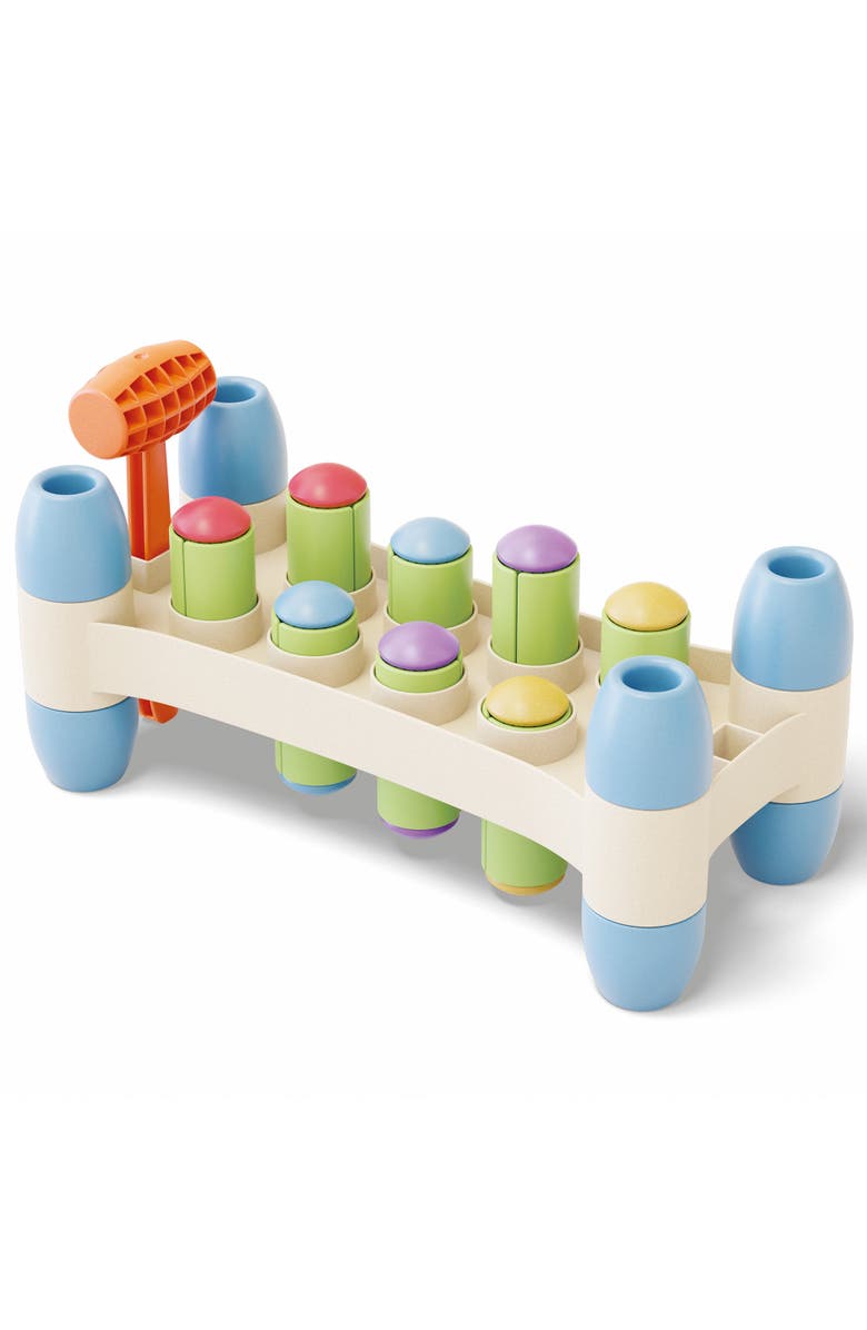 Quercetti Playeco+ Hammer Peggy Peg Pounding Toy, Interactive Colorful Board, Alternate, color, Multicolored
