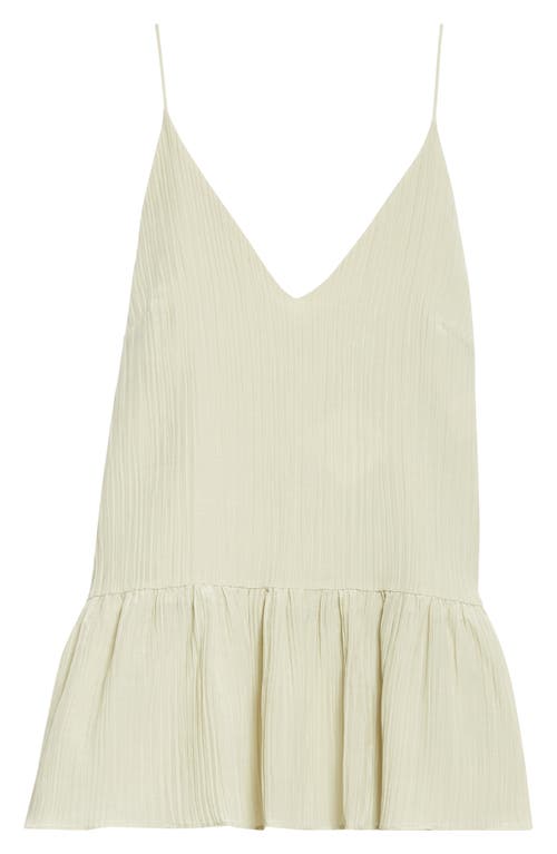 Bite Studios Lily Parchment Textured Organic Cotton & Organic Silk Peplum Top In Lime Blossom