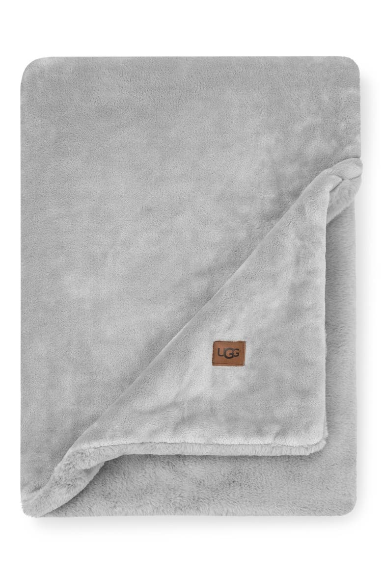 Coastline Faux Fur Throw Blanket, Main, color, SEAL