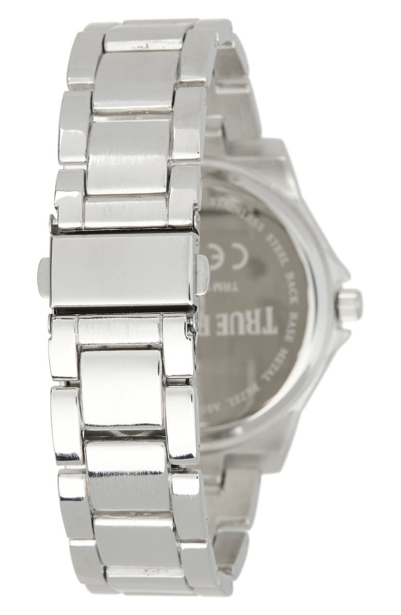 True Religion Quartz Bracelet Watch, 43mm, Alternate, color, Silver/ Black