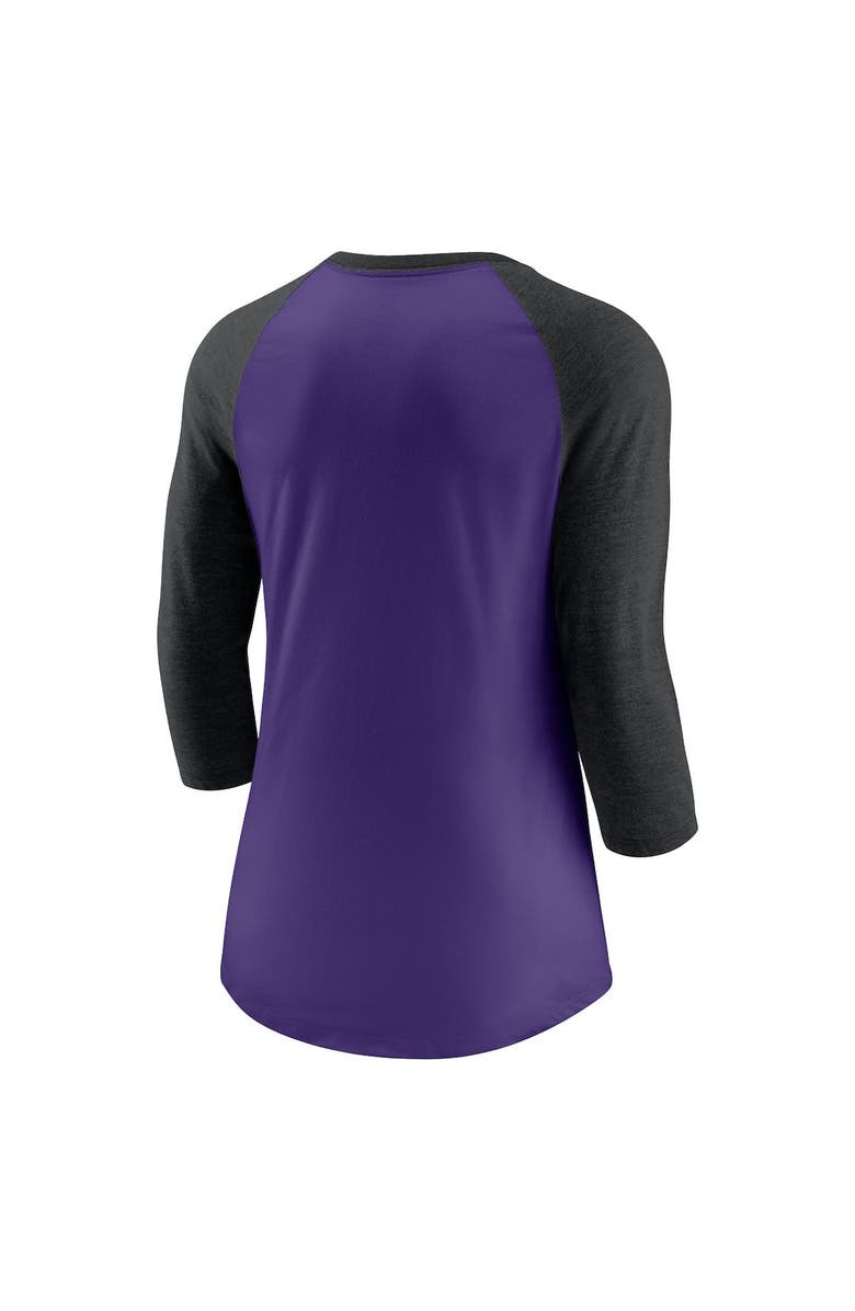 Nike Women's Nike Purple/Black Colorado Rockies Next Up Tri-Blend Raglan 3/4-Sleeve T-Shirt, Alternate, color, Purple