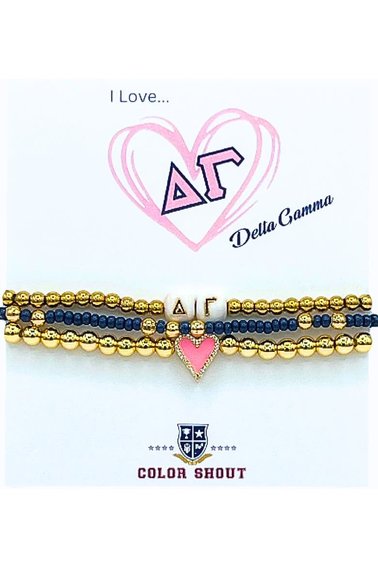 Delta Gamma Love My Sorority Bracelet Stack, Main, color, Yellow Gold