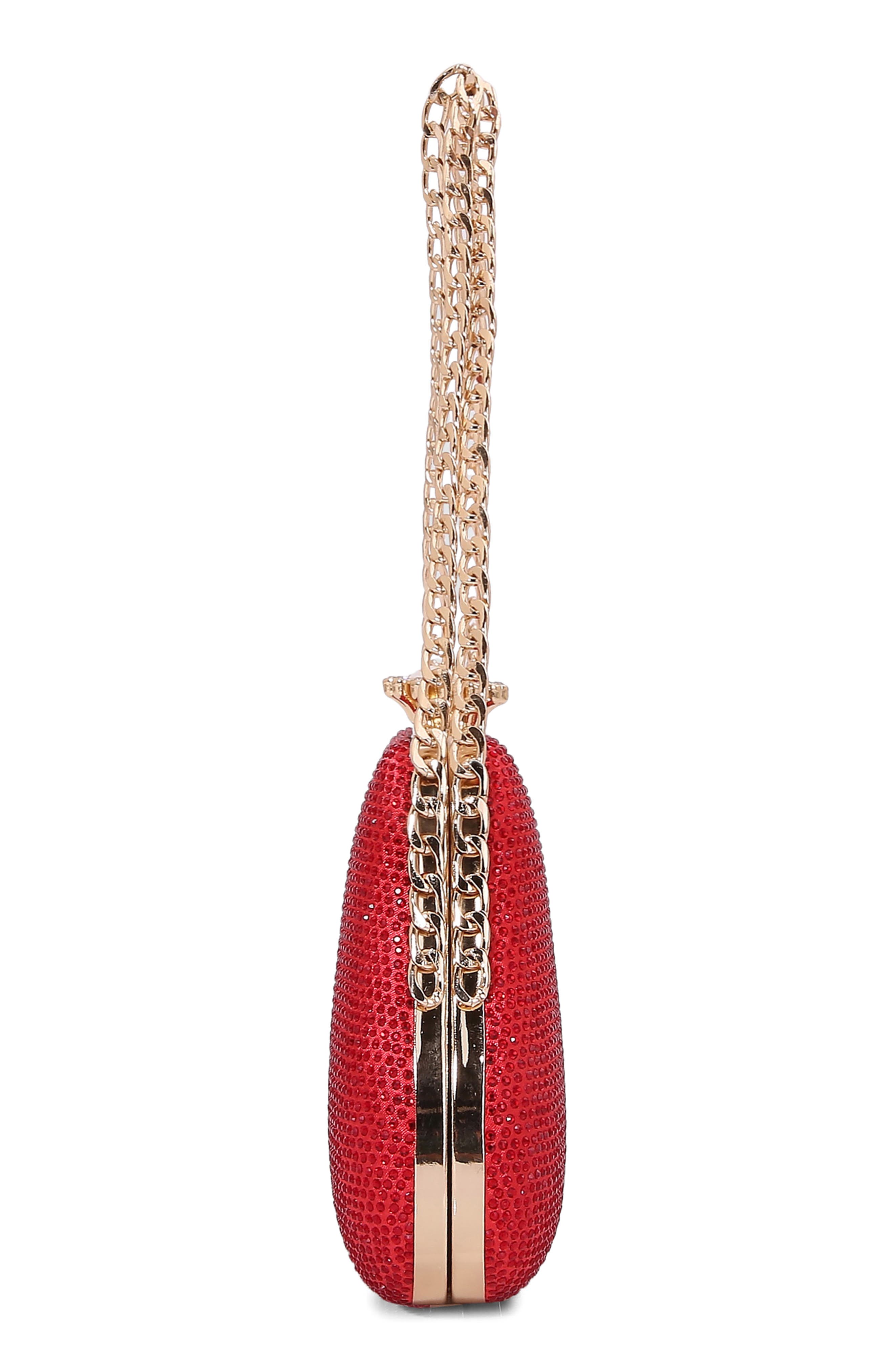 Rhinestone Frame Handbag, Alternate, color, RED