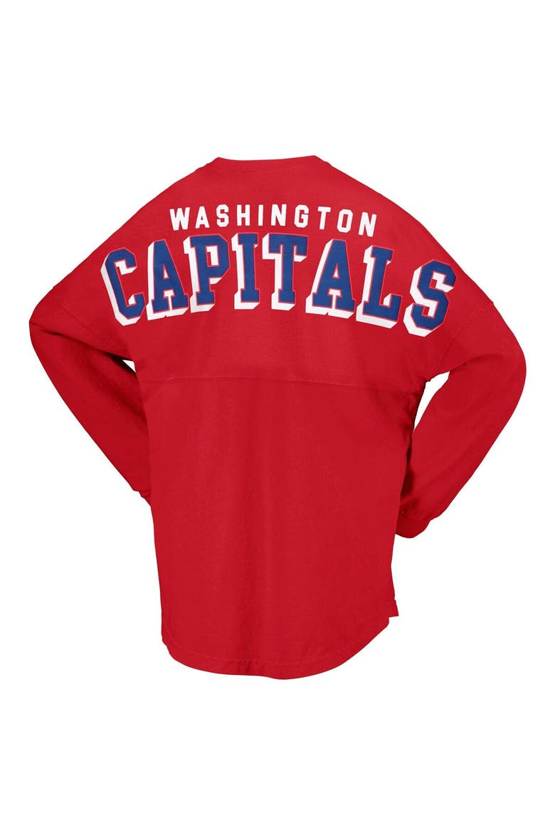 Women's Fanatics Branded Red Washington Capitals Spirit Lace-Up V-Neck Long Sleeve Jersey T-Shirt, Alternate, color, Red