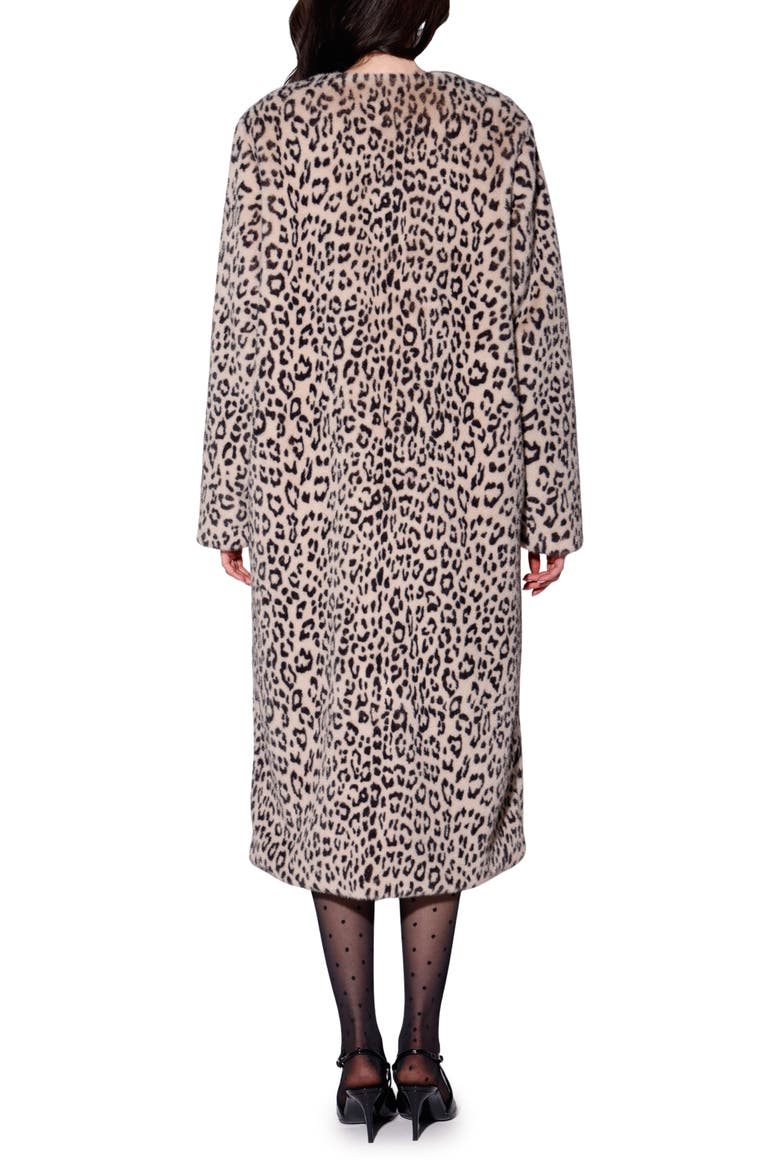 Pierre Faux Fur Long Coat, Alternate, color, LEOPARD