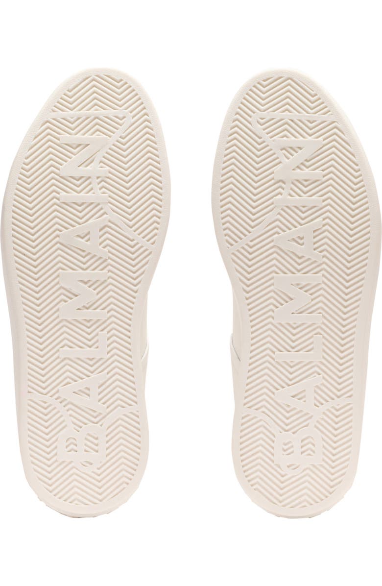 Balmain B-Court printed calfskin trainers, Alternate, color, White