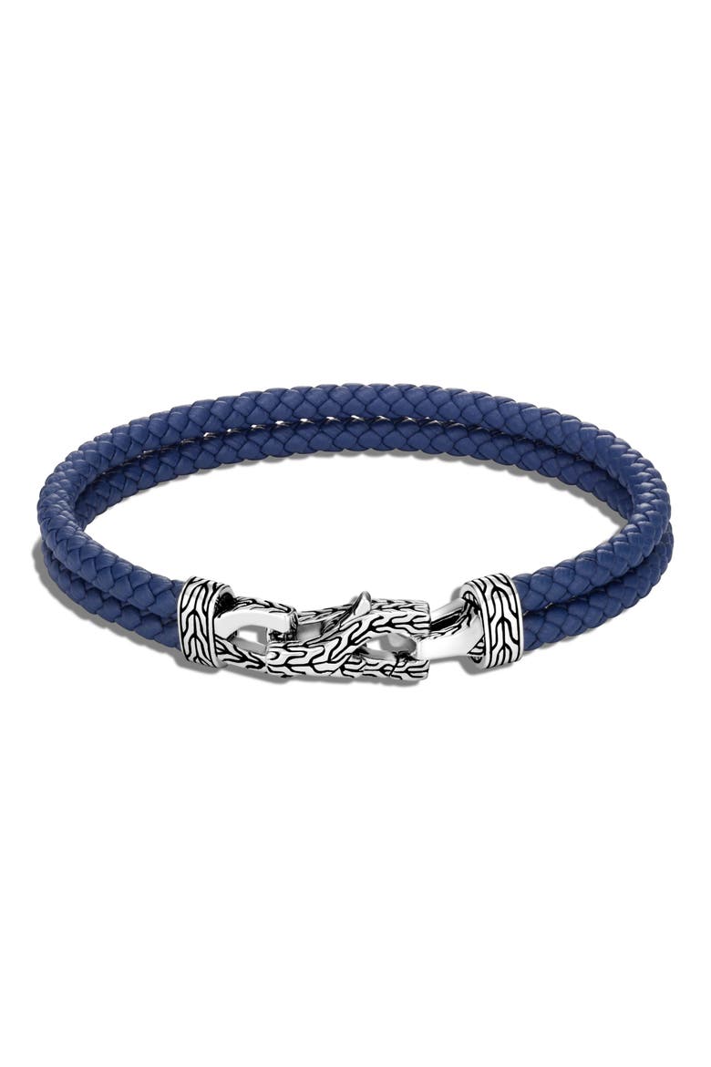 Men's Asli Classic Chain Double Woven Leather Bracelet, Main, color, BLUE