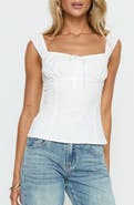 Princess Polly Garconne Textured Lace Trim Cotton Top