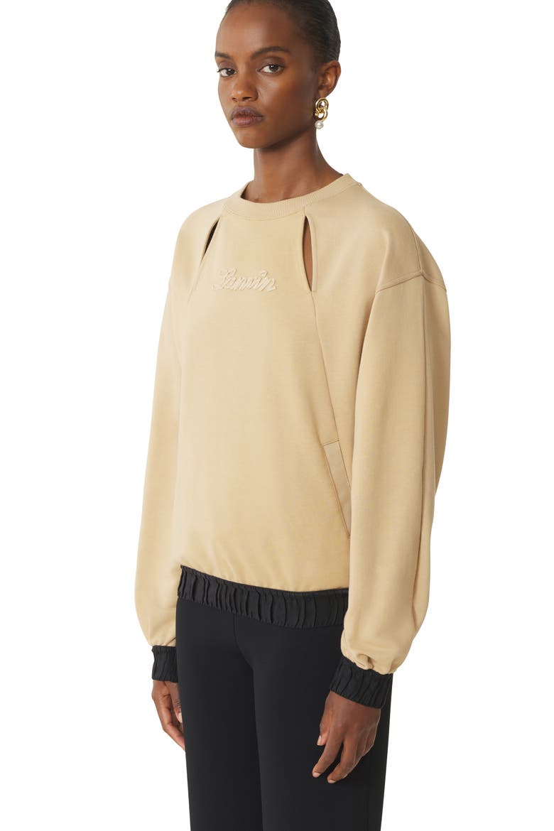 White Lanvin Ribbon Sweatshirt, Alternate, color, Sand