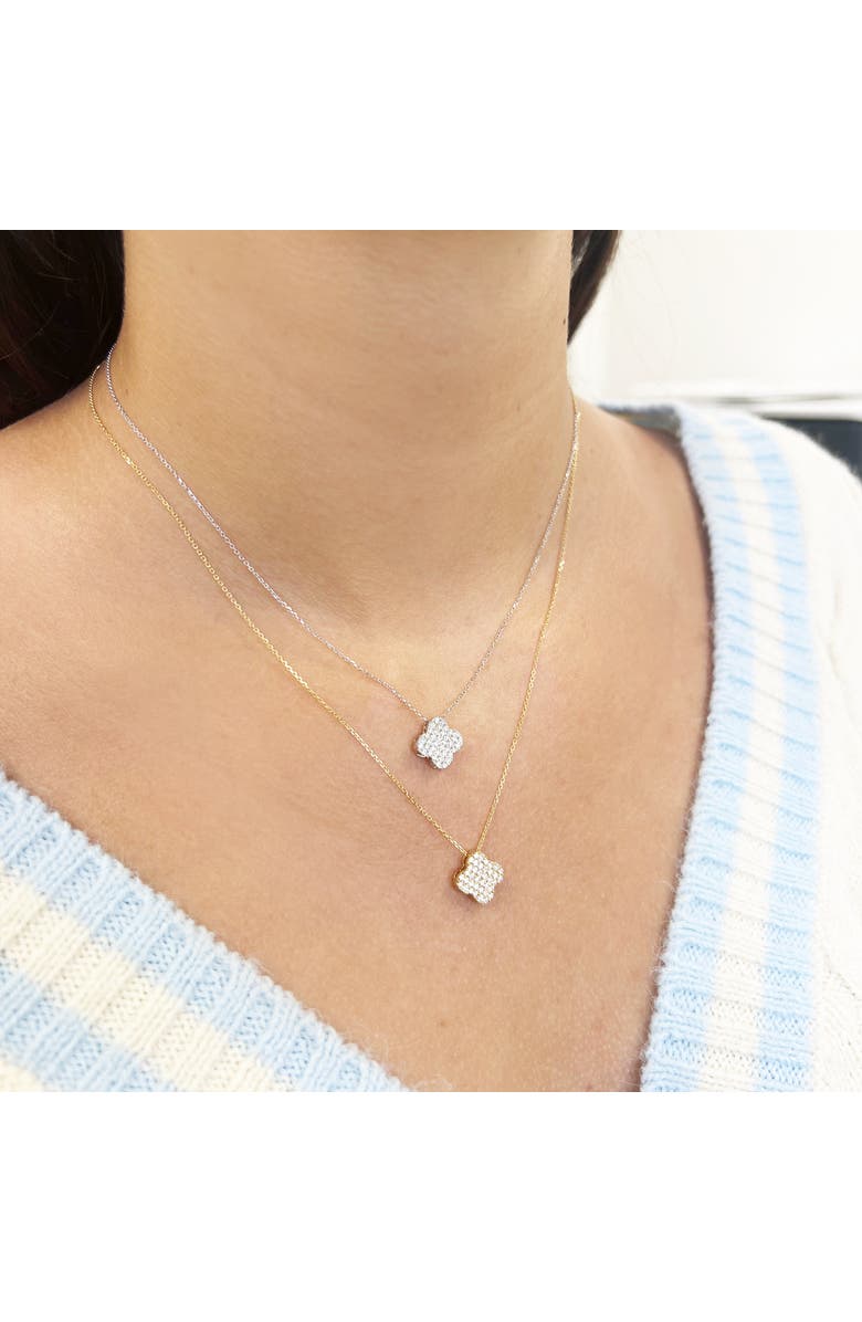 The Lovery Fine Jewelry Diamond Clover Necklace, Alternate, color, Yellow Gold
