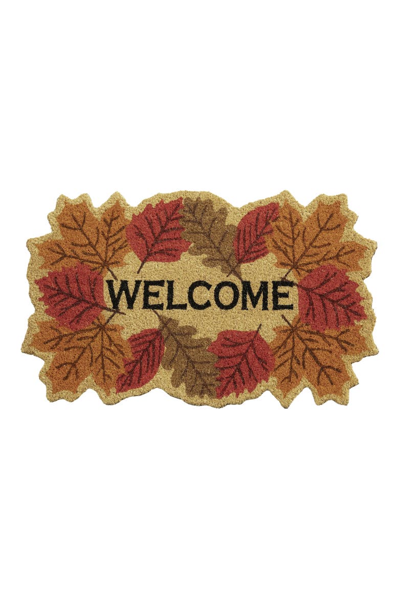 Hello Fall Leaves Coir Doormat, Main, color, NO COLOR