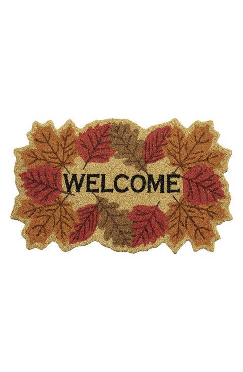 Hello Fall Leaves Coir Doormat