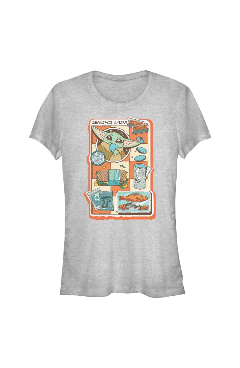 Star Wars: The Mandalorian and Grogu Junior's Star Wars The Mandalorian and Grogu Snack Time Comic Foods  Graphic T-Shirt, Main, color, Athletic Heather
