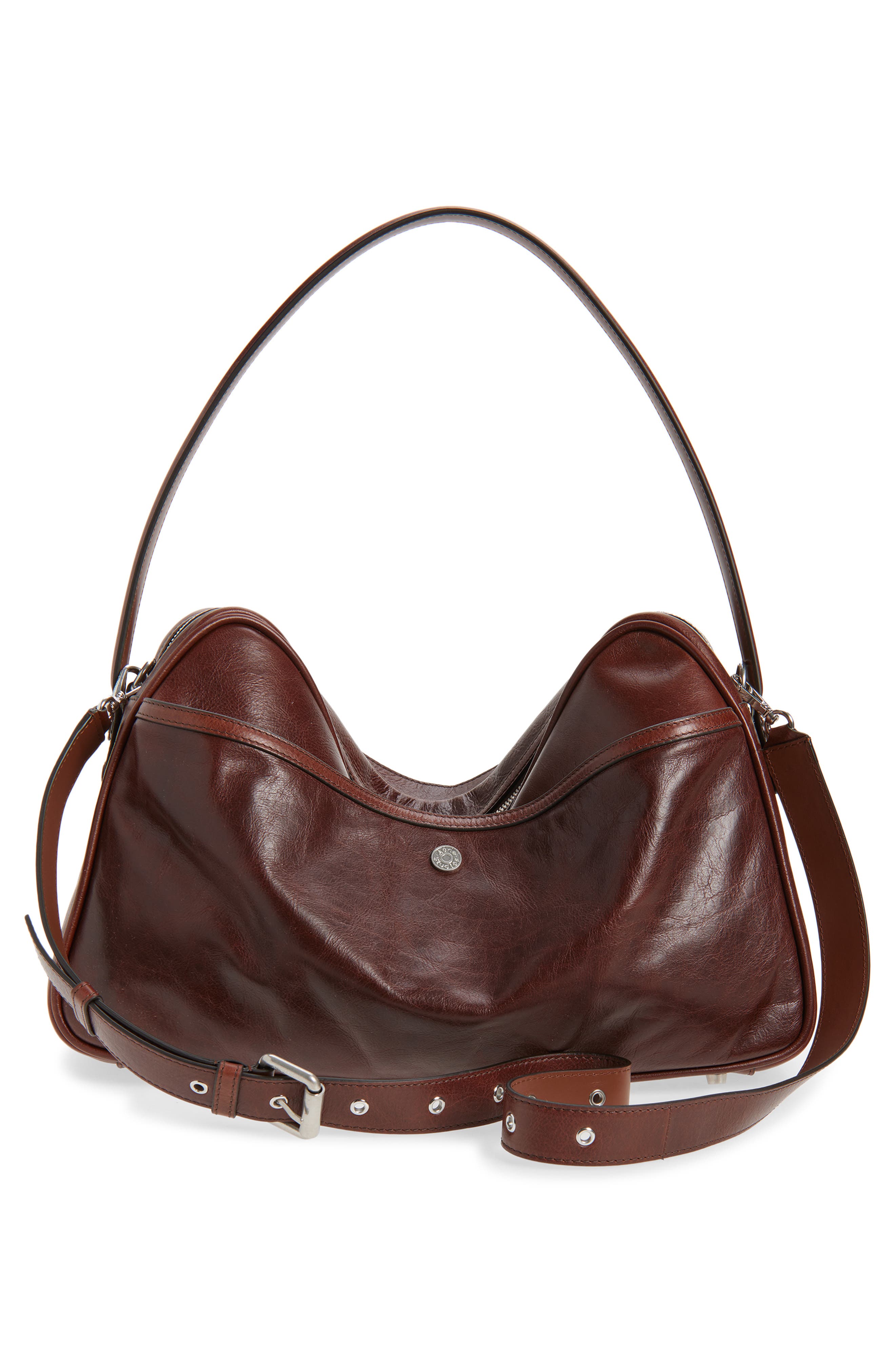 Acne Studios Camero Belts Camera Bag, Alternate, color, Cognac Brown