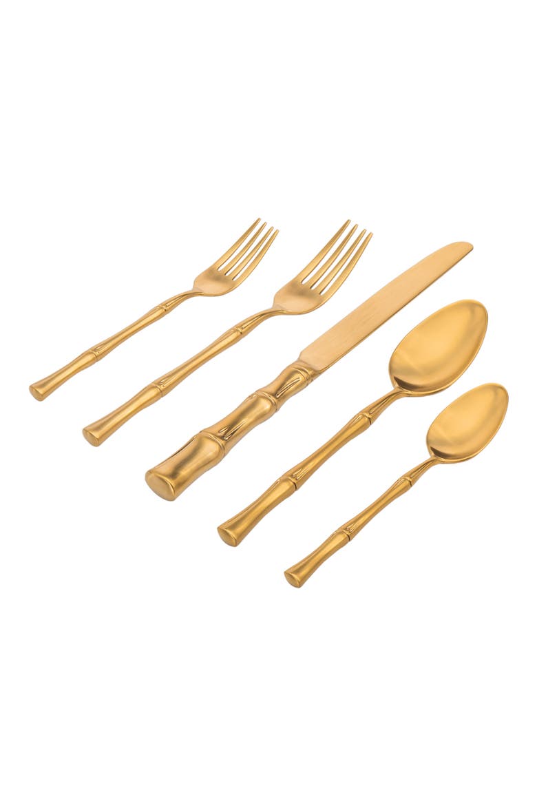 Bamboo Gold 20-Piece Flatware Set, Alternate, color, GOLD
