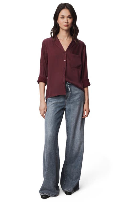 Splendid Serena Satin Shirt In Burgundy
