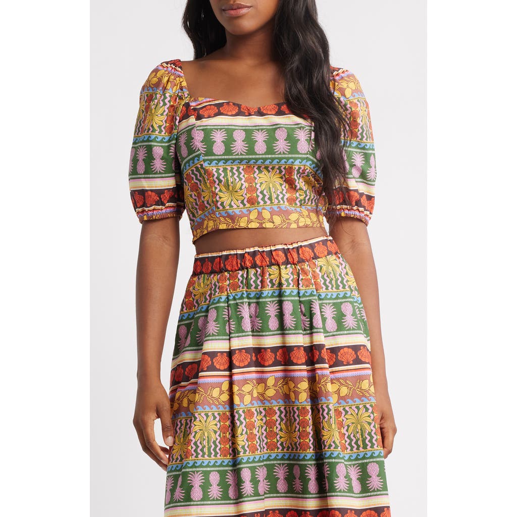 Vero Moda Truly Tropical Cotton Crop Top In Multi