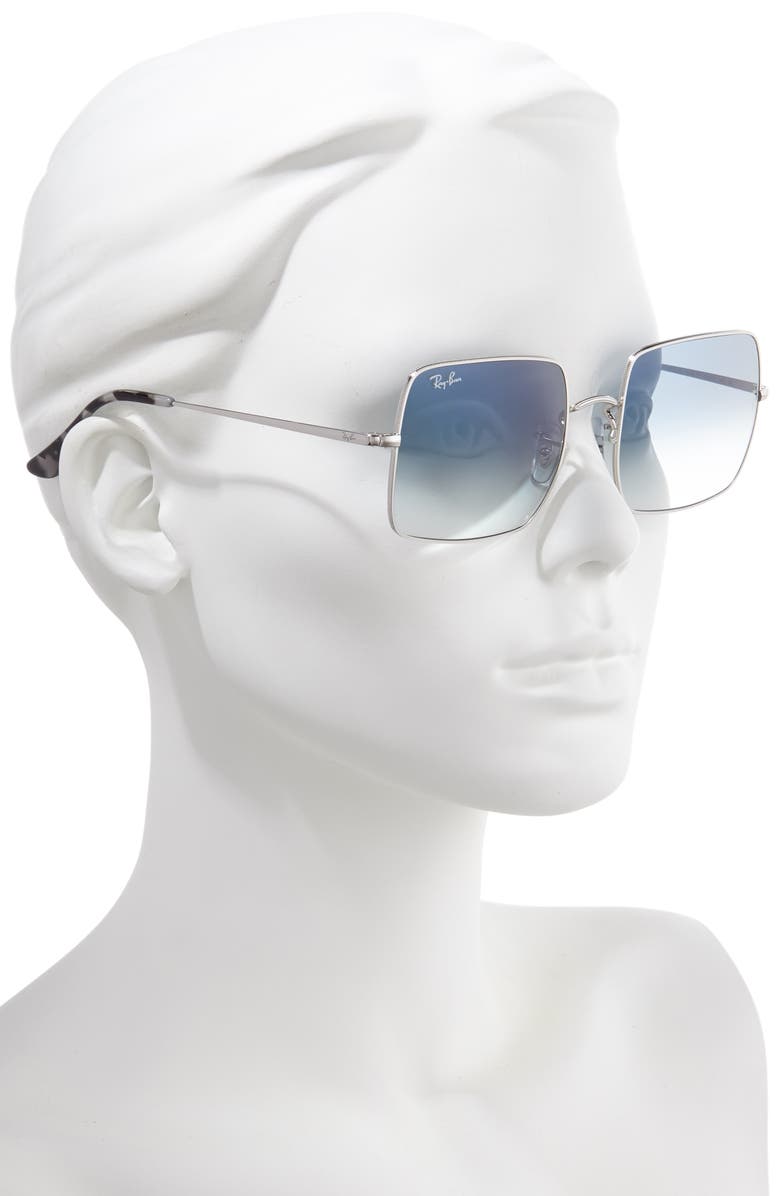 Ray-Ban 54mm Gradient Square Sunglasses, Alternate, color, Silver/ Blue Gradient
