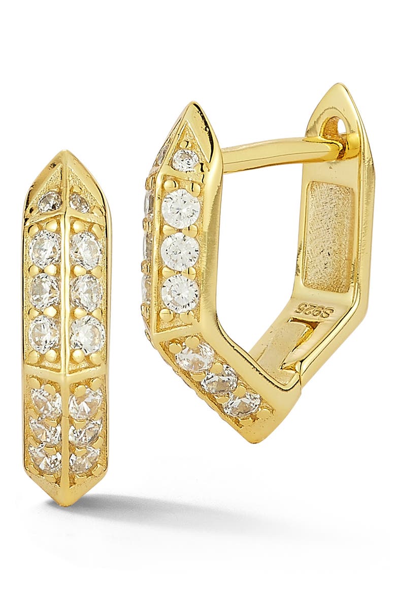 Pavé Hexagon Hoop Earrings, Main, color, GOLD