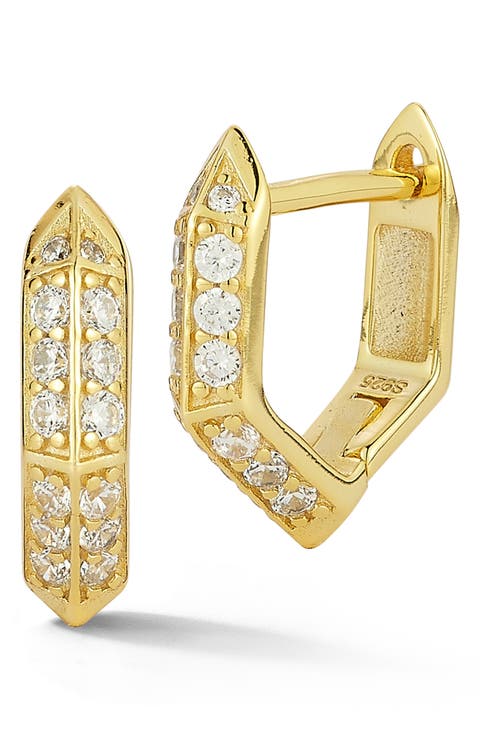 Pavé Hexagon Hoop Earrings